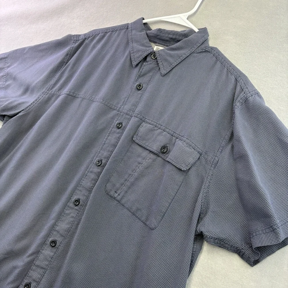 The North Face Modal Blend Shirt Mens Sz XL Blue Short Sleeve Button Down Hike